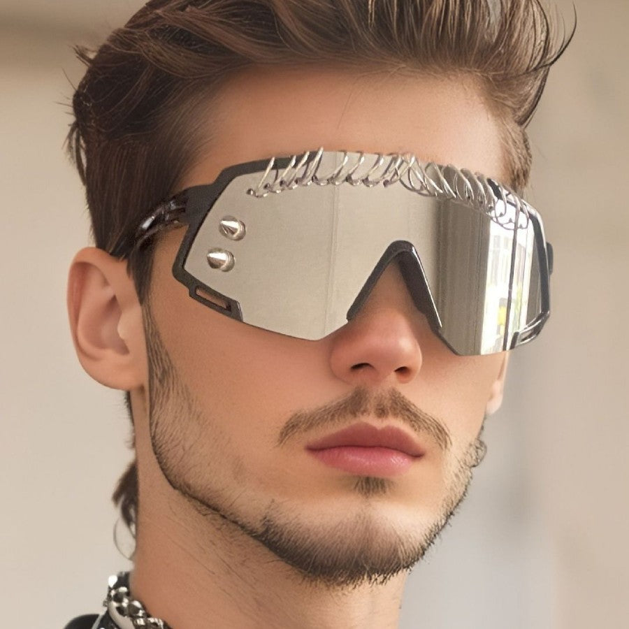 Gafas de sol a prueba de viento con remaches de aro de hierro, estilo punk, a la moda