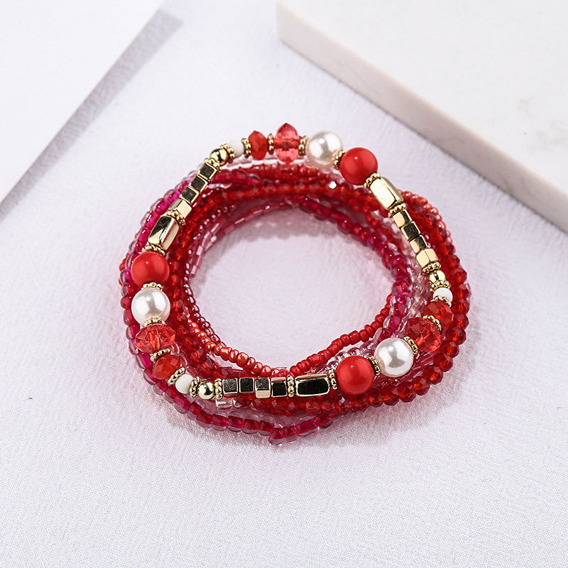 Conjunto de pulseras de perlas de cristal natural de estilo bohemio