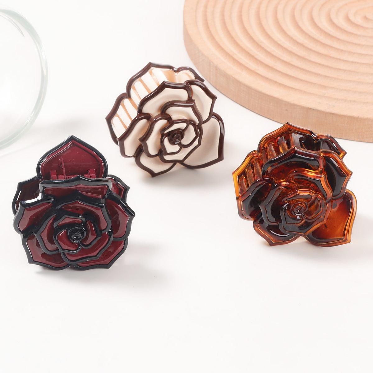 Fashion Rose Floral Grab Clip with PVC Material