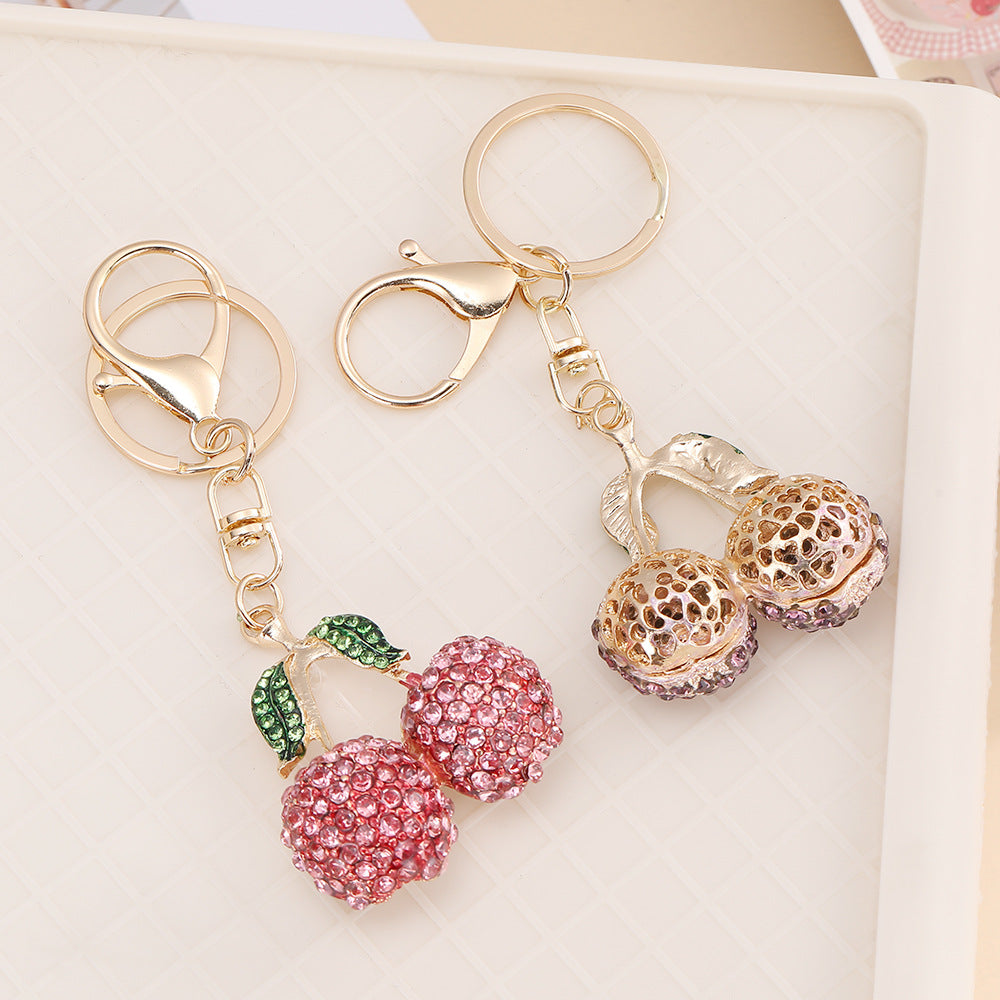 Creative Rhinestone Cherry Fruit Key Chain