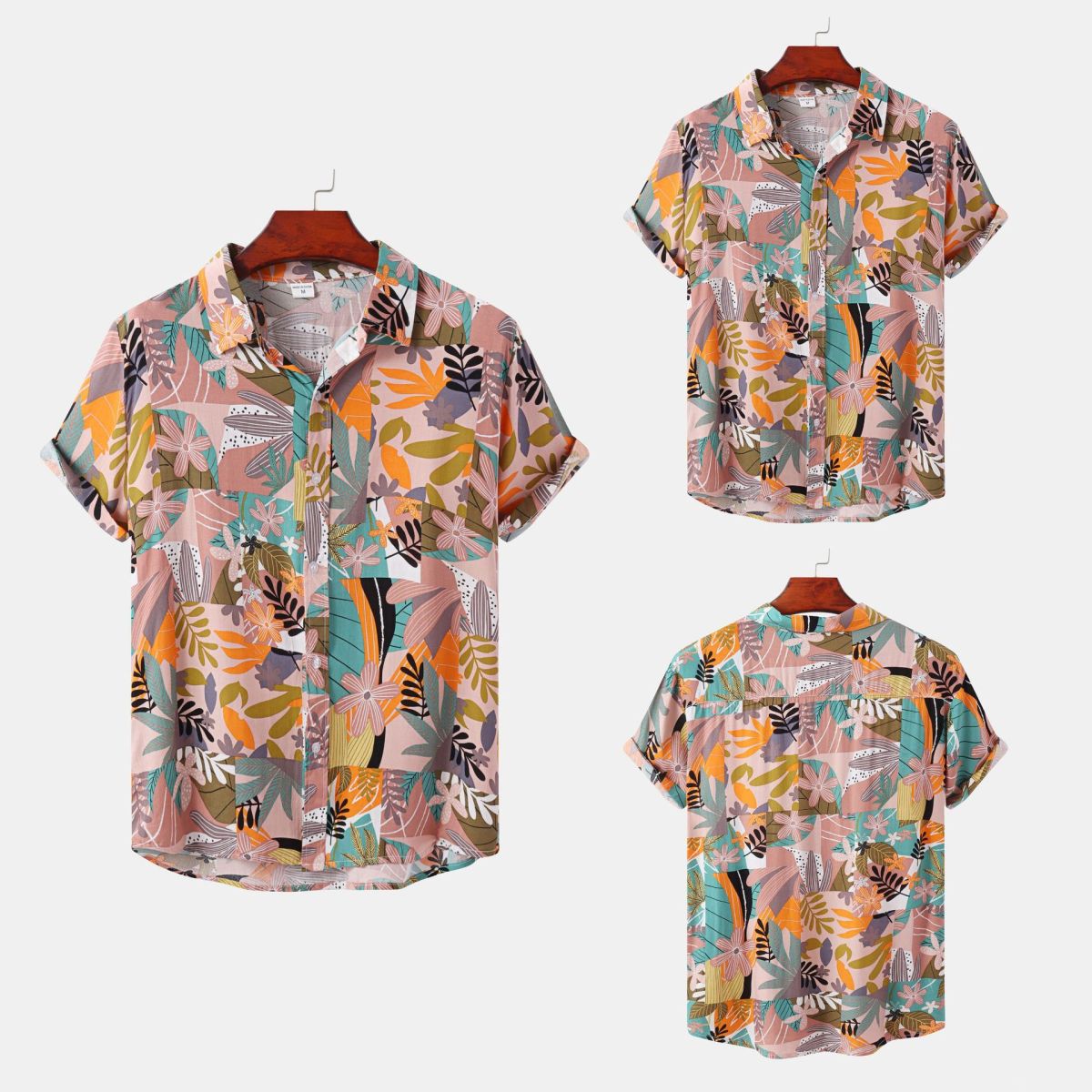 Camisa informal de vacaciones para hombre con estampado de flores diminutas en 3D