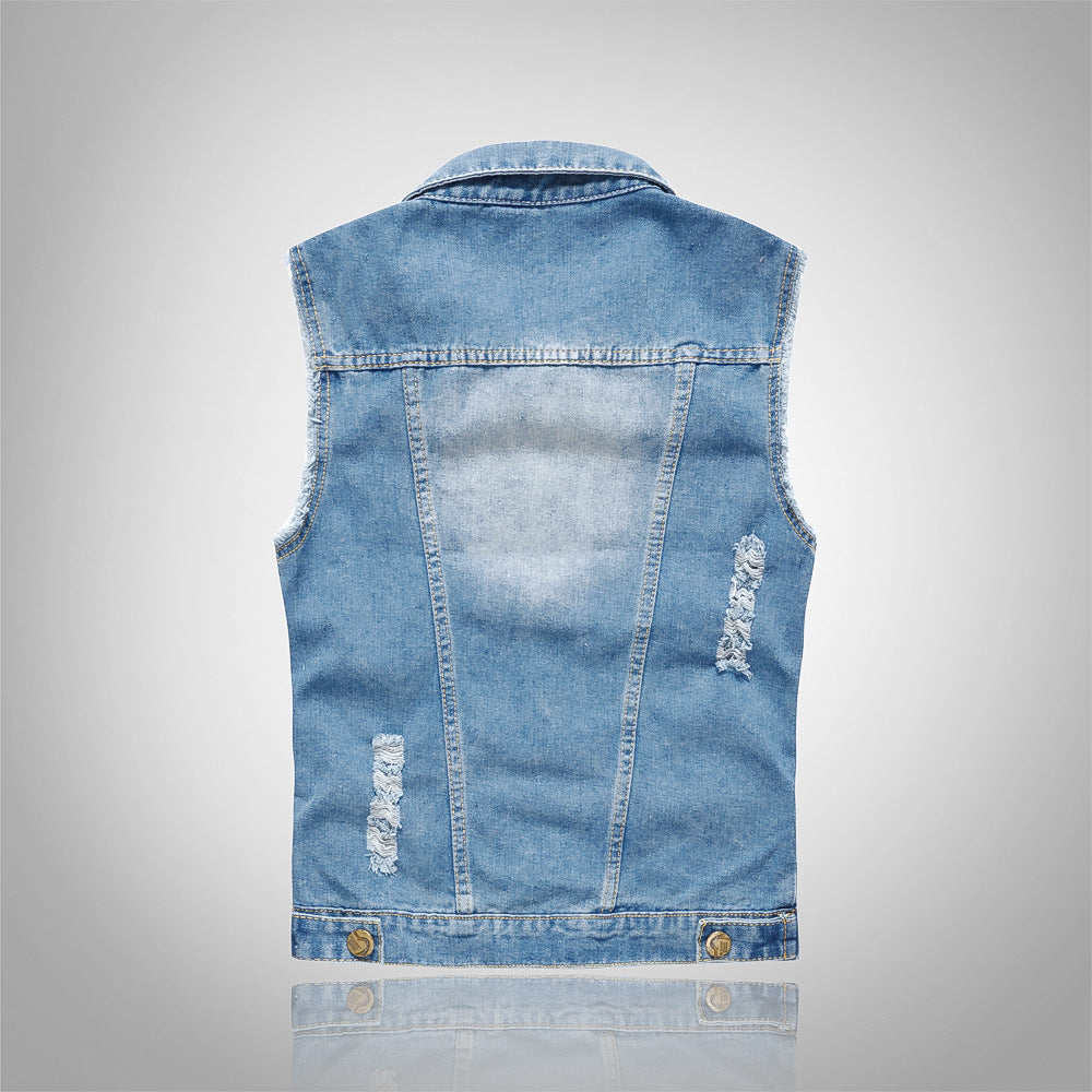 Chaleco vaquero ajustado de talla grande para hombre
