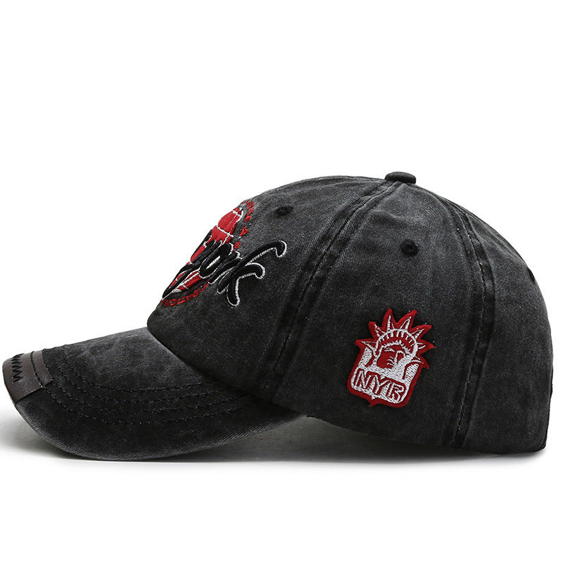 Casquette en coton brodée avec lettres vintage et style rétro