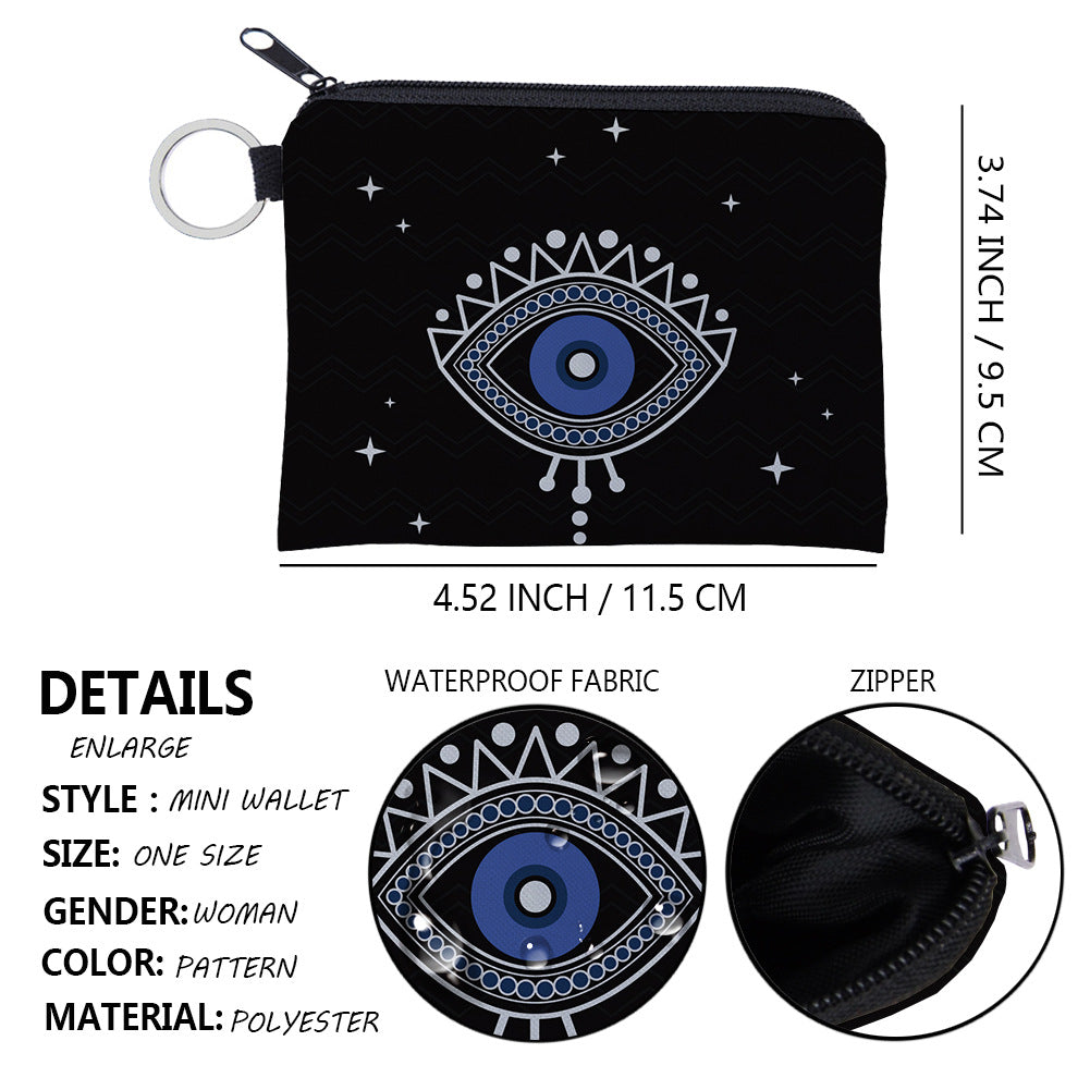 Women Fashion Evil Eye Print Mini Wallet