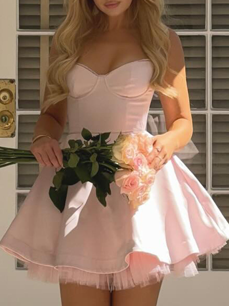Women Fashion Sling Puff Party Dress