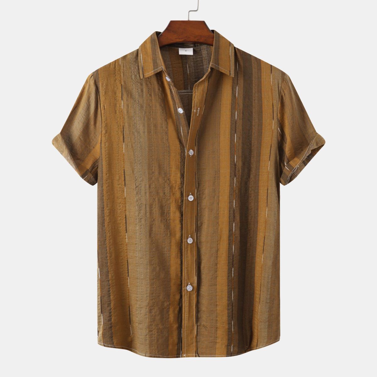 Men Summer Casual Vacation Stripe Print Shirt