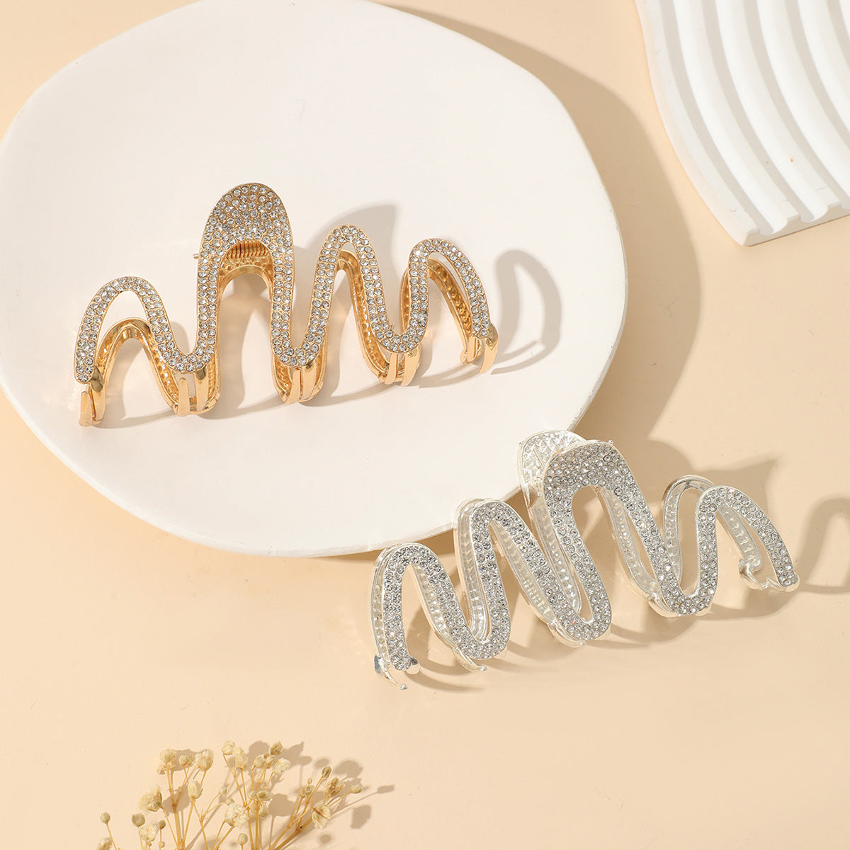 Fashion Rhinestone Wave Hair Claw