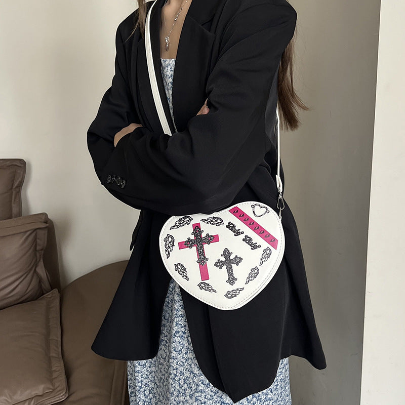 Women Fashion Retro Gothic Love Shaped Crossbody Bag