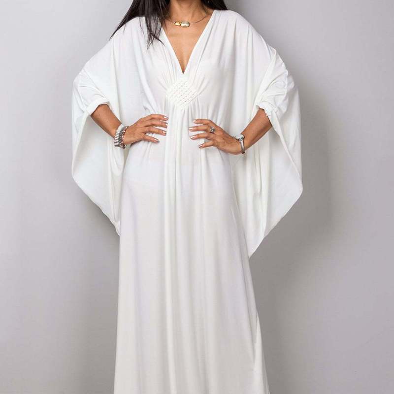 Women Polyester Loose Robe Vacation Coverup Dress