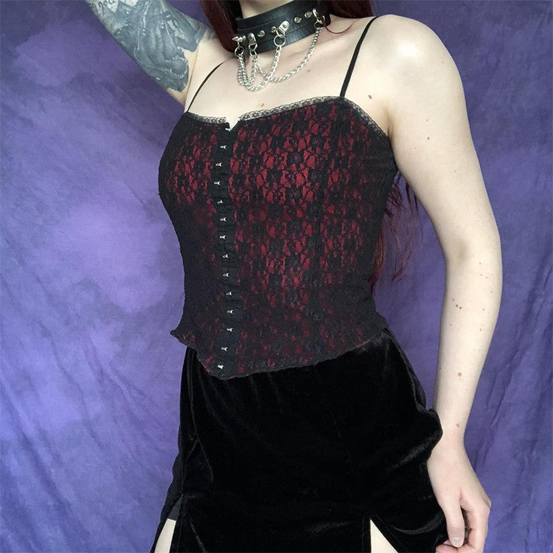 Women Fashion Sexy Gothic Floral Lace Camisole