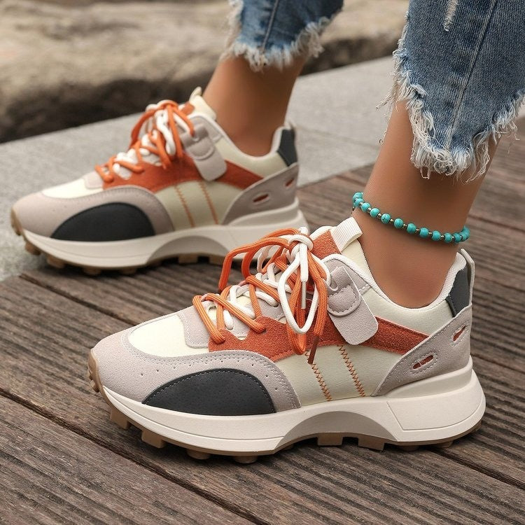 Women Fashion Casual Color Block Platform Sneakers