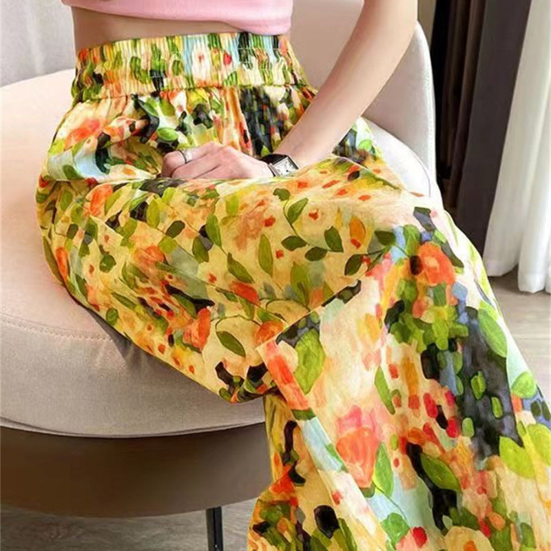 Women's Floral Print High Waist Wide Leg Pants
