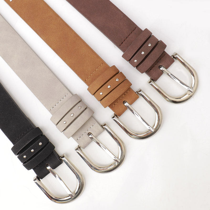 Ceinture en daim de couleur unie rétro pour femme en PU