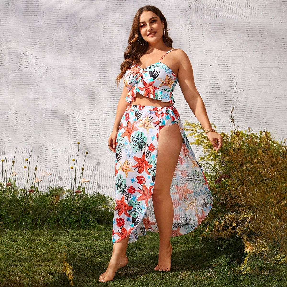 Maillot de bain sexy grande taille à imprimé floral pour femme