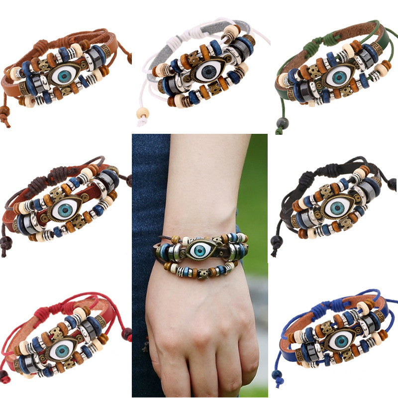 Pulsera de cuentas de ojo malvado estilo bohemio vintage