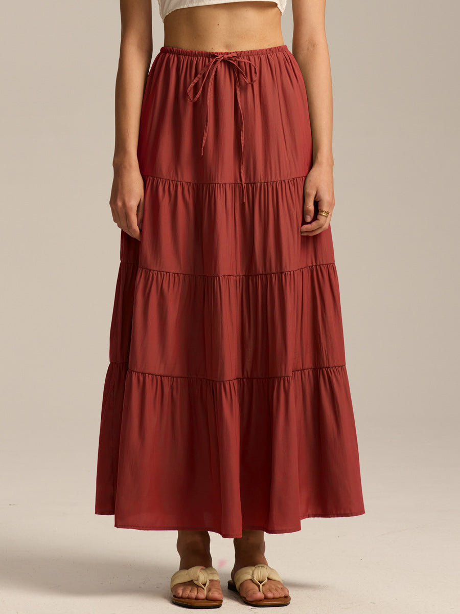 Women Fashion Solid Color Printed High Waist Skirt