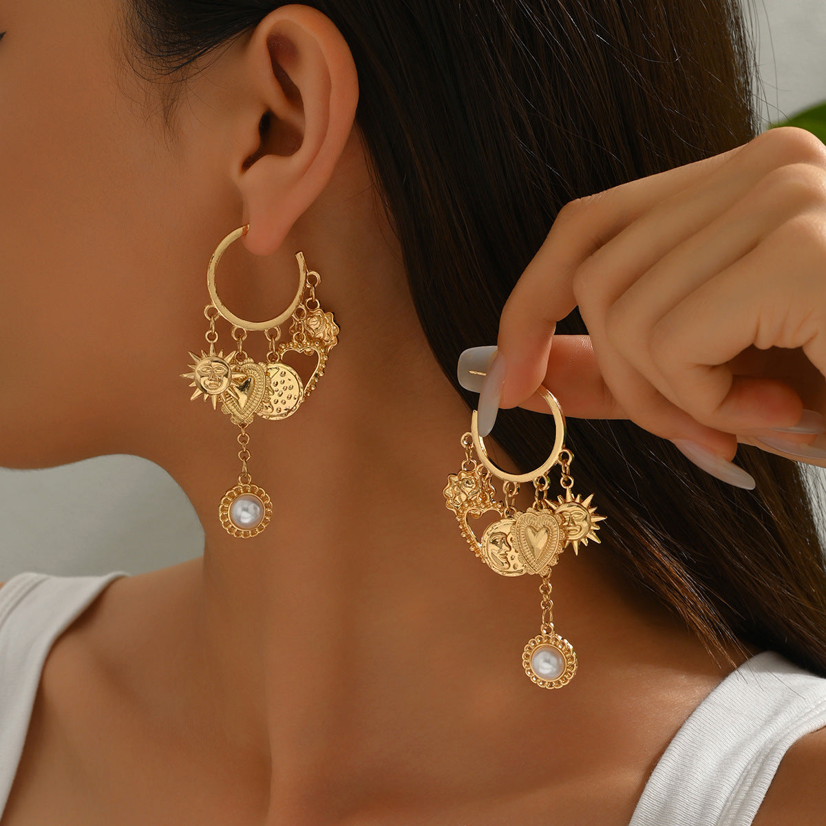 Fashion Alloy Pearl Tassel Earrings for Modern Style