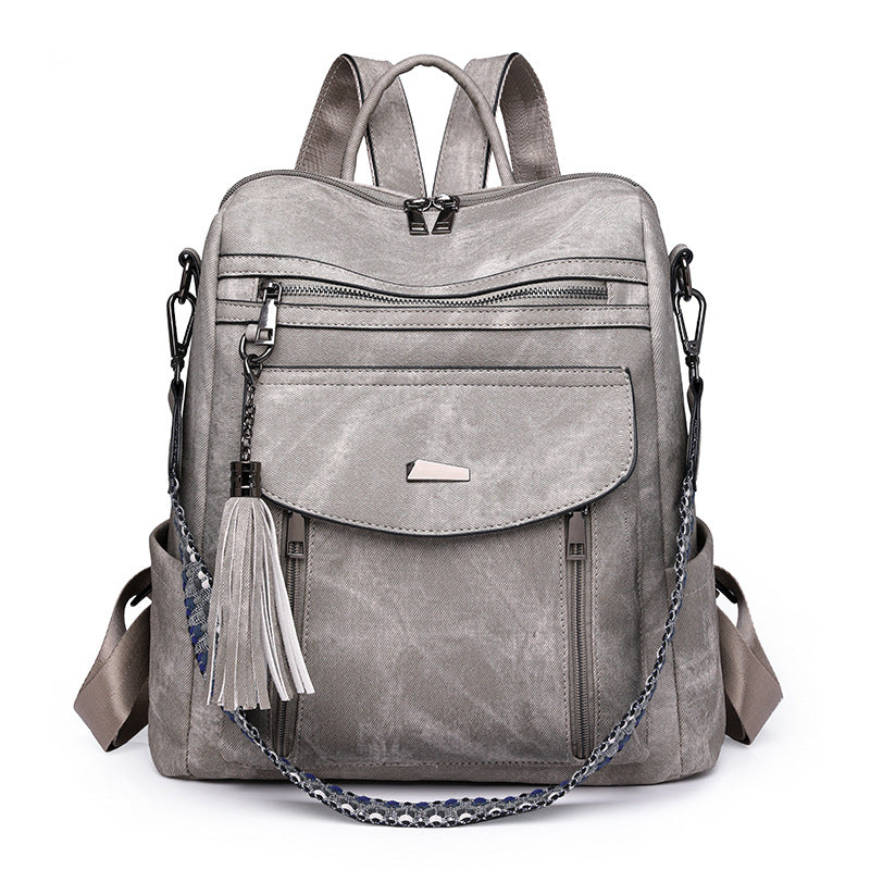 Women Casual Fashion Zipper Backpack in PU Material
