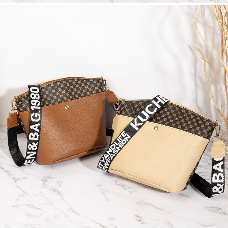 Women Casual Bucket Shoulder Bag in PU Material