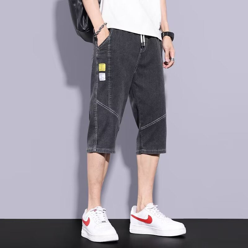 Short en jean droit tendance pour homme en coton