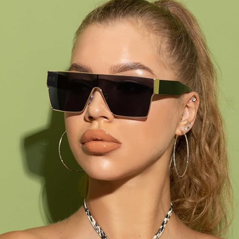 Lunettes de soleil carrées en métal résistantes aux UV avec style polygone