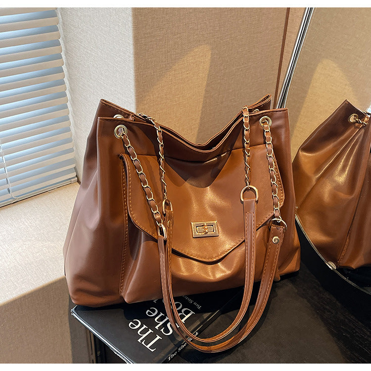 Bolso de mano retro sencillo e informal de gran capacidad para mujer