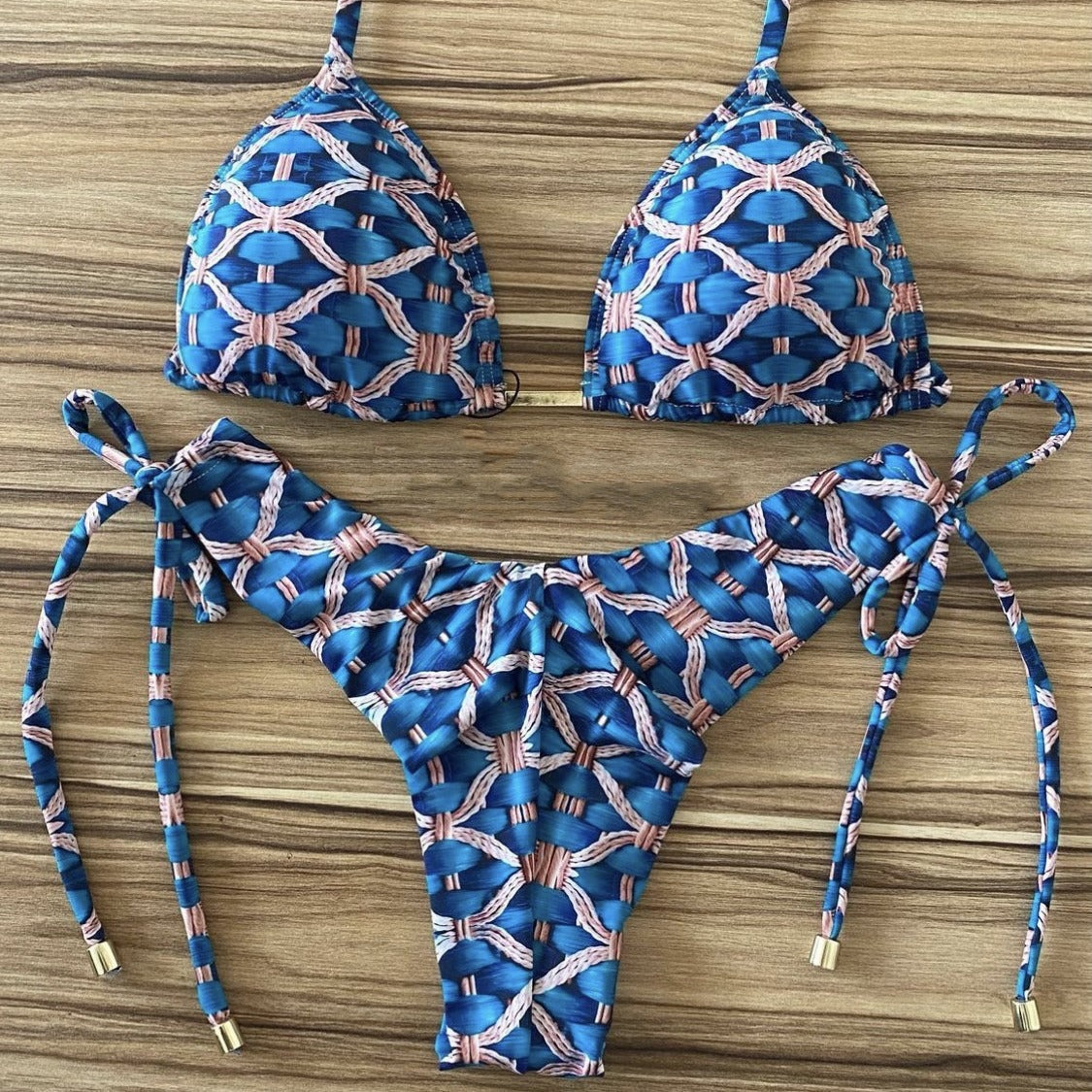 Bikini sexy con cuello halter y estampado multicolor para mujer