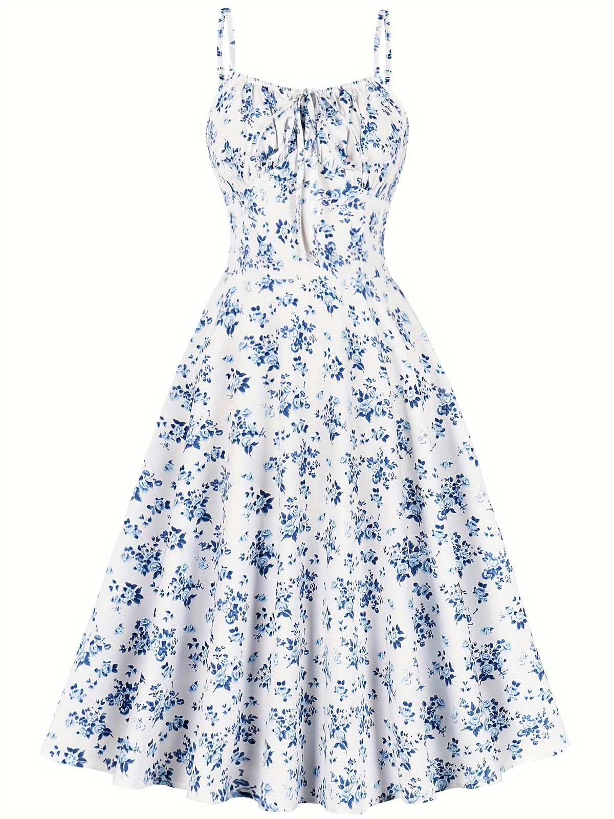 Elegant Floral Printed Spaghetti Strap Dress