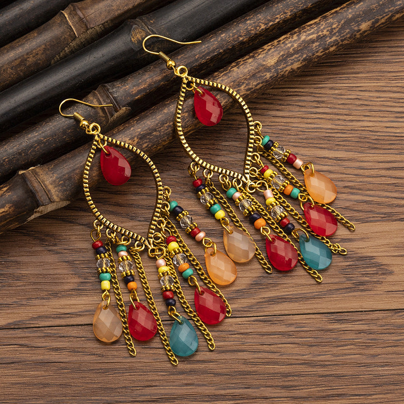 Pendientes con borlas retro de estilo étnico bohemio