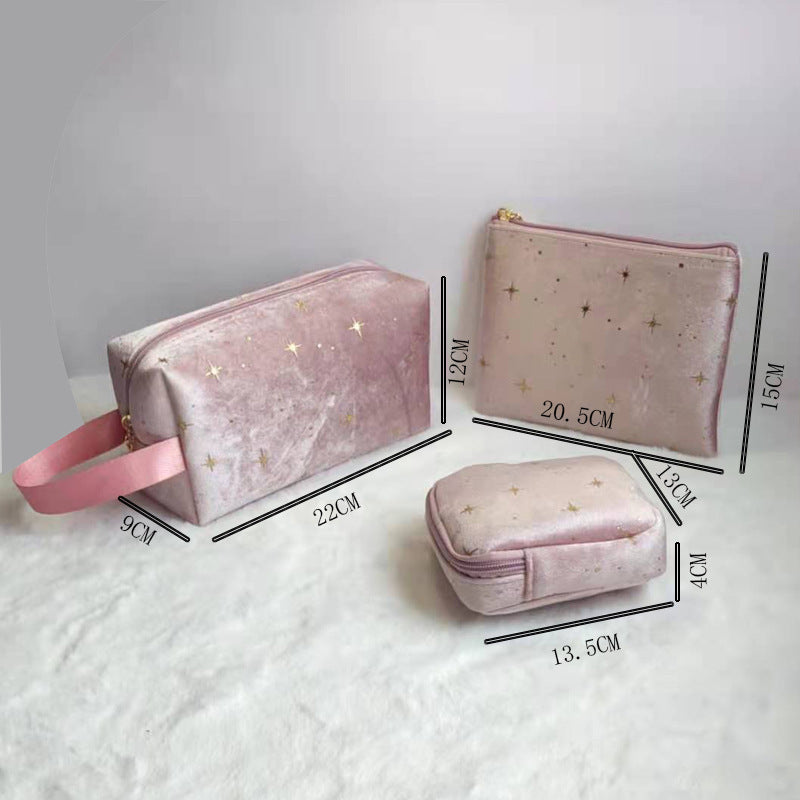 Neceser de terciopelo con cremallera para mujer