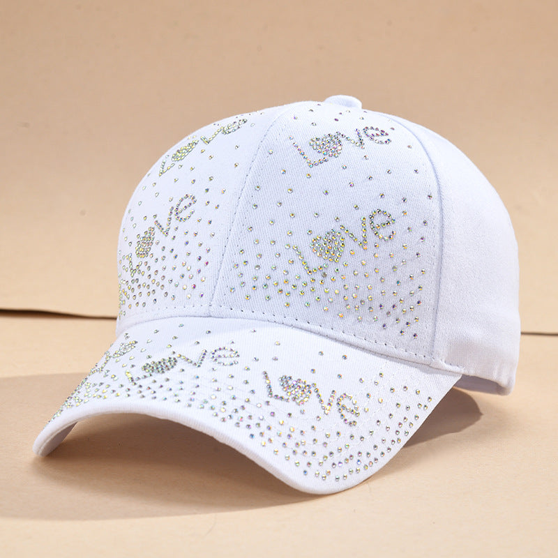 Gorra de béisbol con visera de sol y diamantes de imitación para mujer