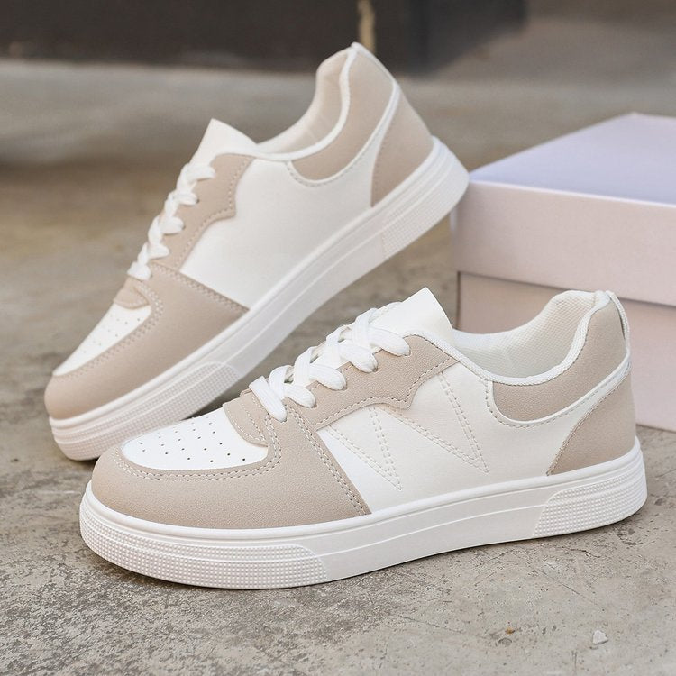Zapatillas informales transpirables con contraste para mujer - Zapatos de punta plana