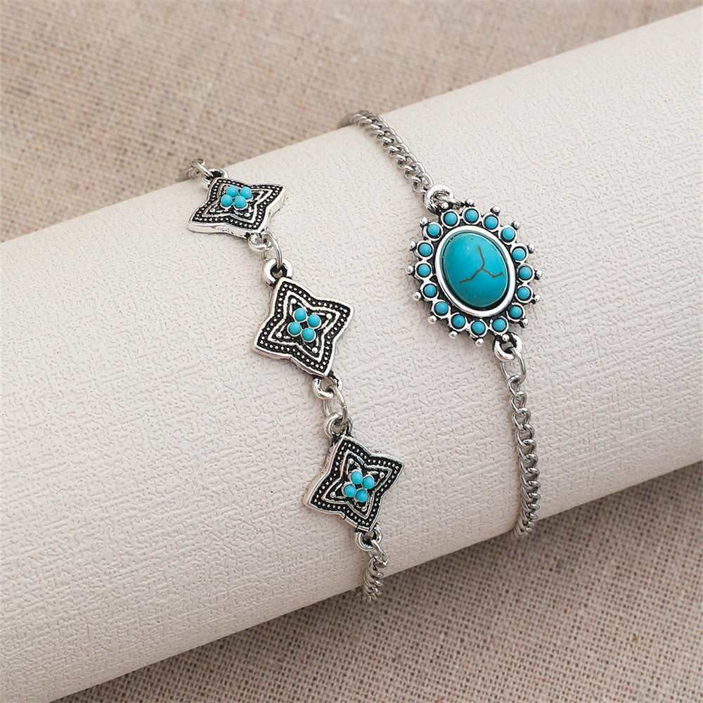Conjunto de pulseras de turquesa bohemia