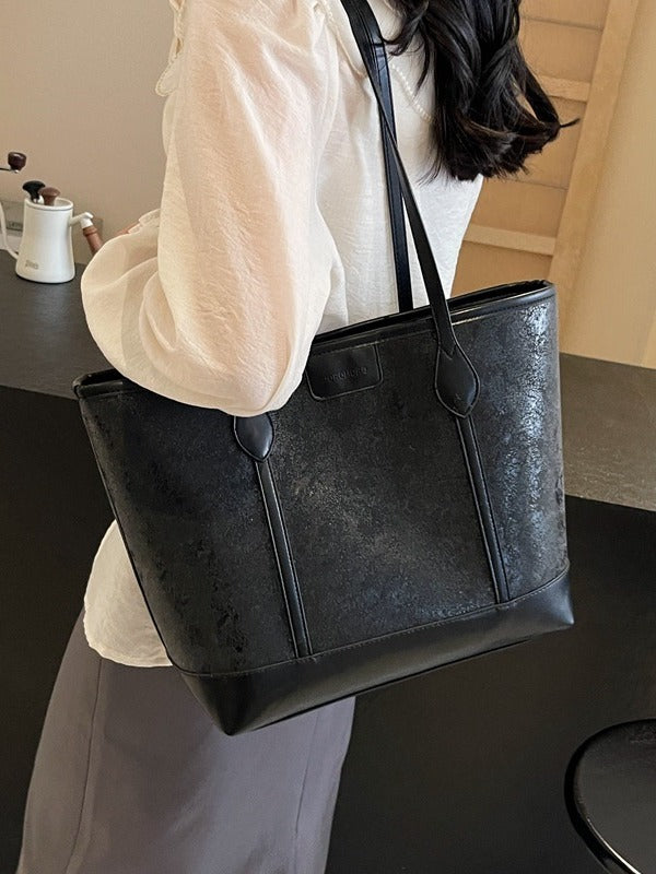 Women Fashionable Solid Color PU Tote Bag