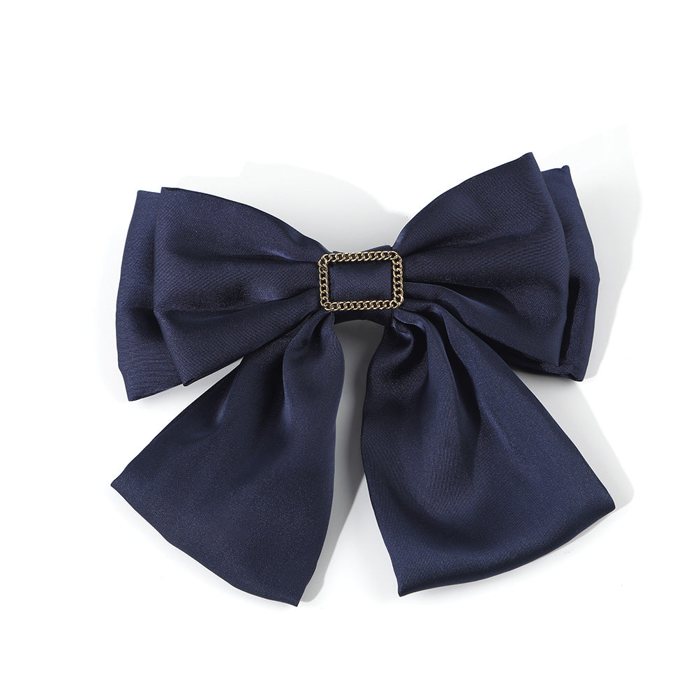 Women Fashion Solid Color Double-Layer Bowknot Hairpin