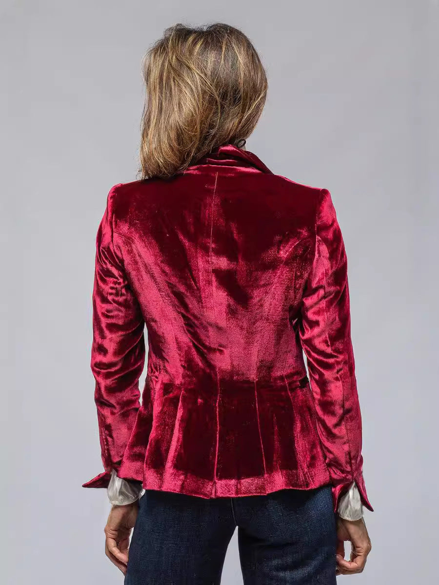 Manteau élégant en velours à manches longues pour femme