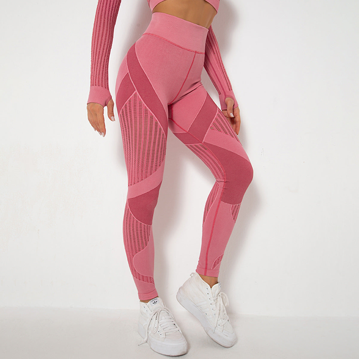 Leggings de yoga taille haute ajourés sans coutures pour femmes - Vêtements de sport ajustés