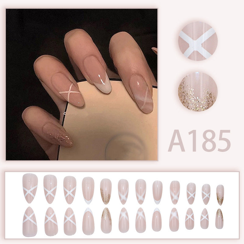 Ongles à coller, nude, transparents, doux, simples, blancs et pailletés