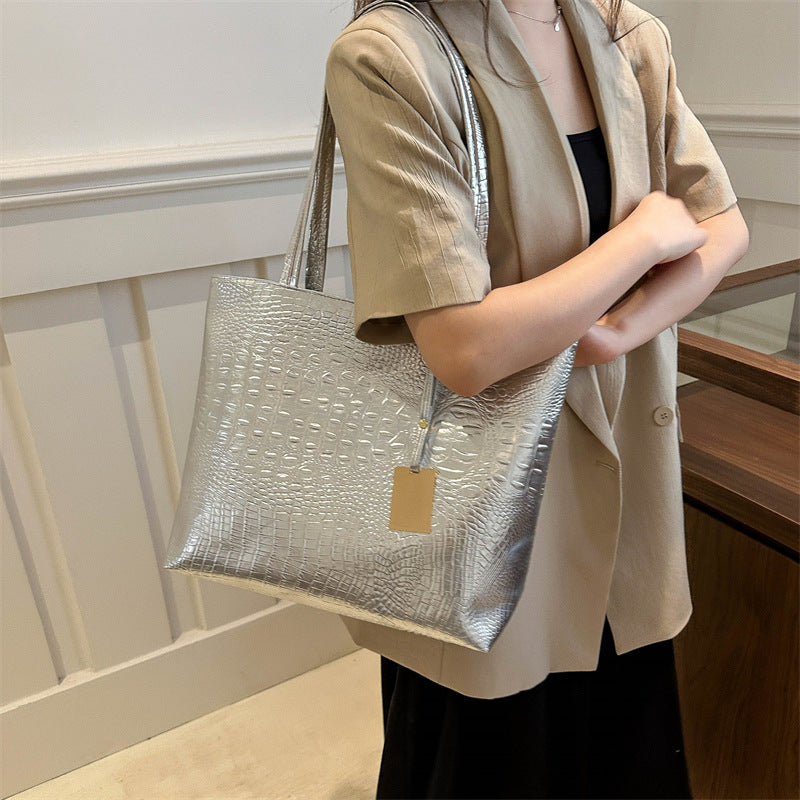 Bolso de mano de gran capacidad con estampado de cocodrilo de moda