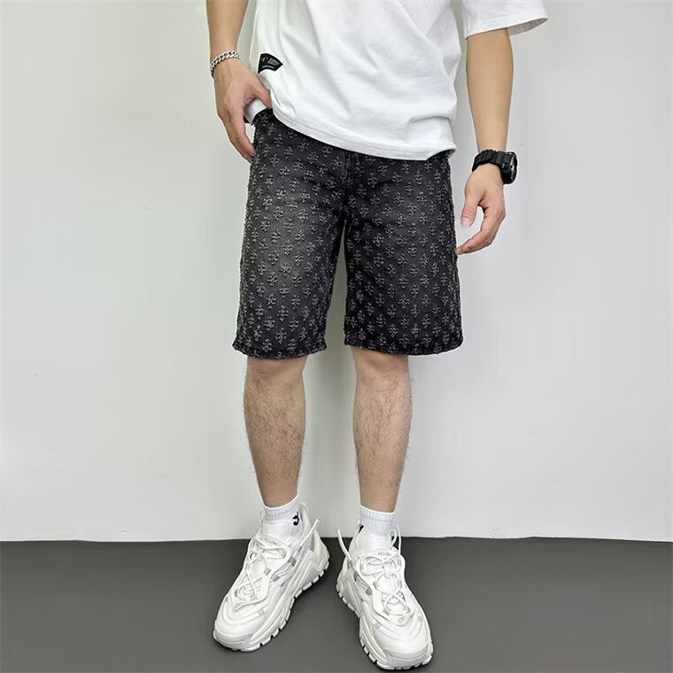 Men Fashion Casual Loose Straight Denim Shorts Stylish Comfort Wear