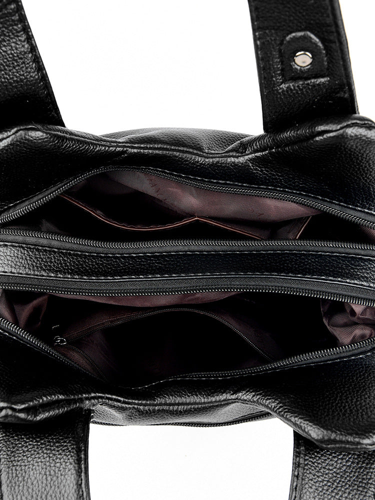 Sac à main en PU de grande capacité, décontracté et tendance, couleur unie, pour femmes