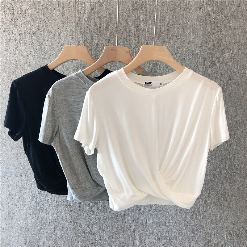 Summer Casual Basic Solid Color Short Sleeve Blank T-Shirt