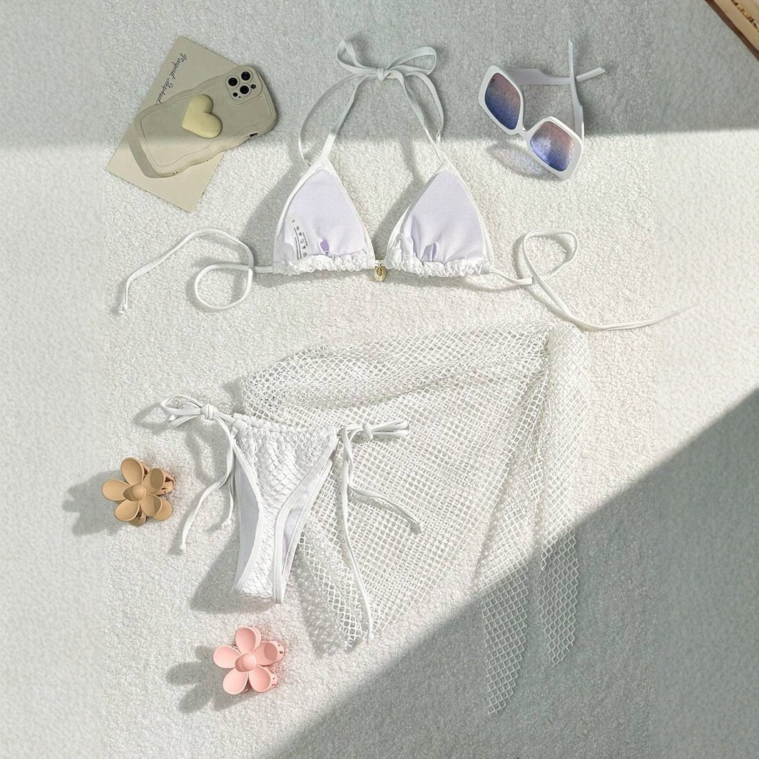 Traje de baño sexy de color sólido con agujeros para mujer