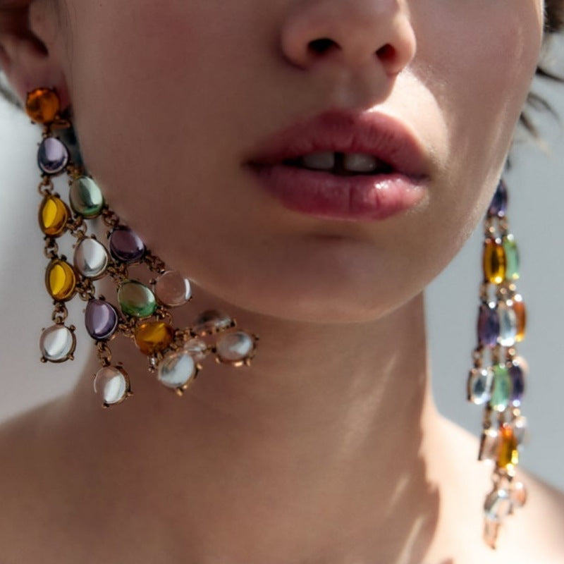Pendientes bohemios de cuentas multicolores para mujer