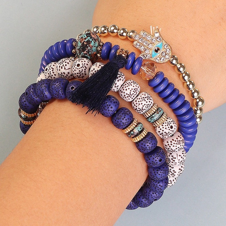 Pulsera con borlas de cuentas de estilo étnico vintage bohemio