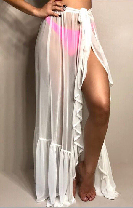 Mesh Skirt Beach Coverup in Chiffon Fabric