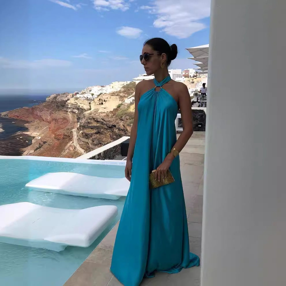 Women Vacation Casual Solid Color Maxi Dress