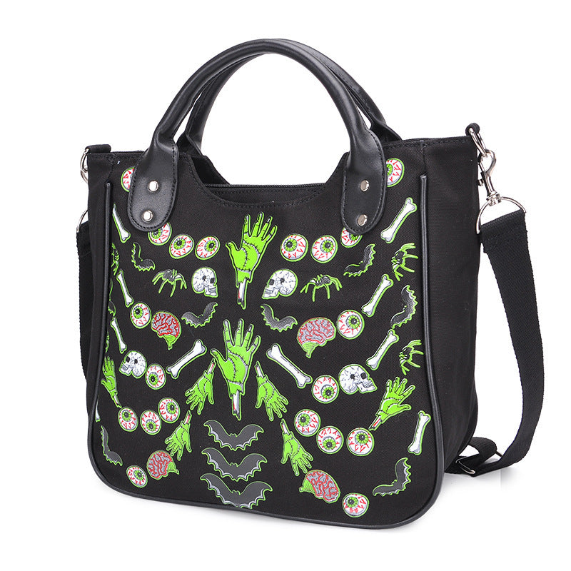Bolso de lona con estampado de calavera personalizado de Halloween para mujer
