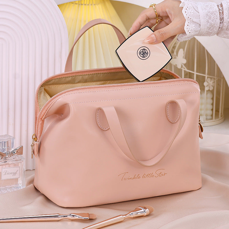 Bolsa de cosméticos de PU de gran capacidad para guardar maquillaje