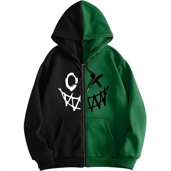 Men Fashion Casual Demon 3D Printed Long-Sleeve Zipper Hoodies